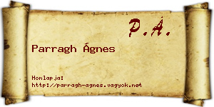 Parragh Ágnes névjegykártya